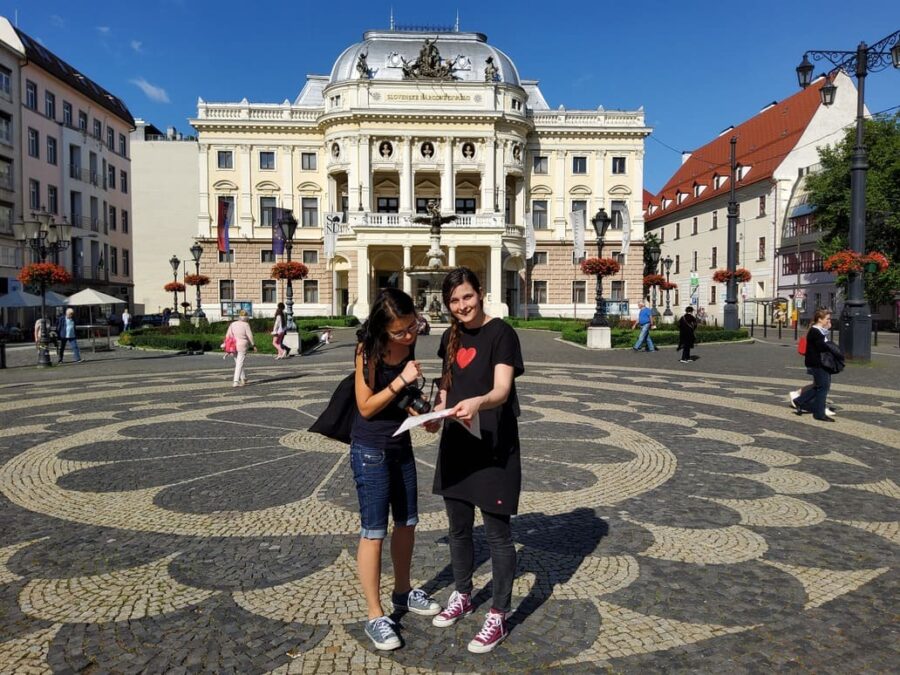 At the Old Opera house with local guide on guided tour