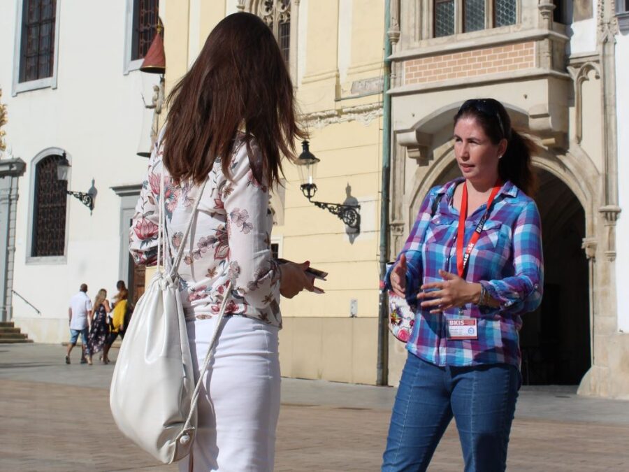 At the Main square with local guide on guided tour