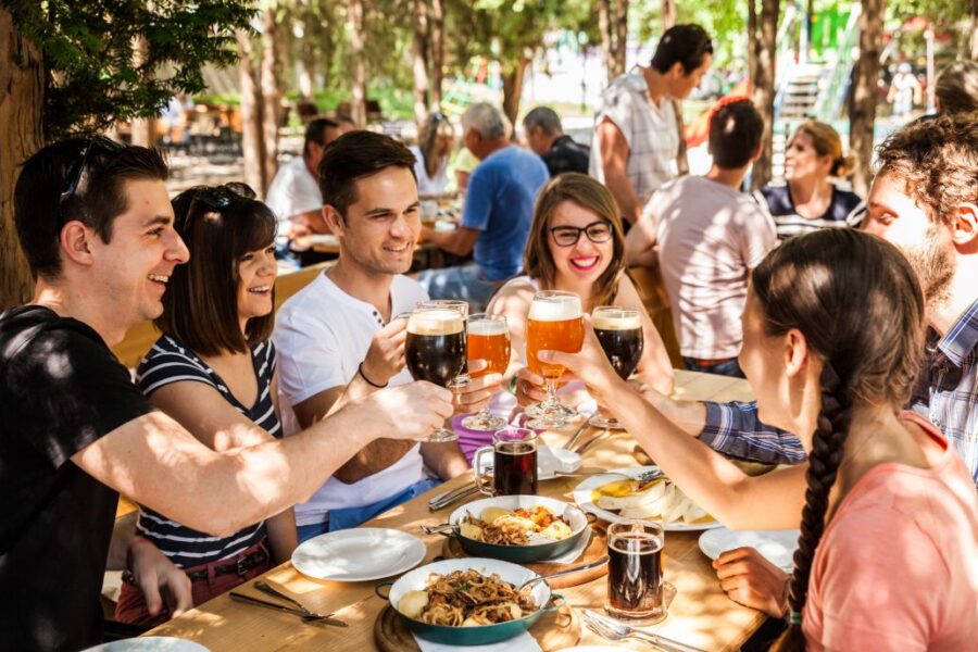 drinking best slovak beer and eating traditional slovak food in Bratislava restaurant